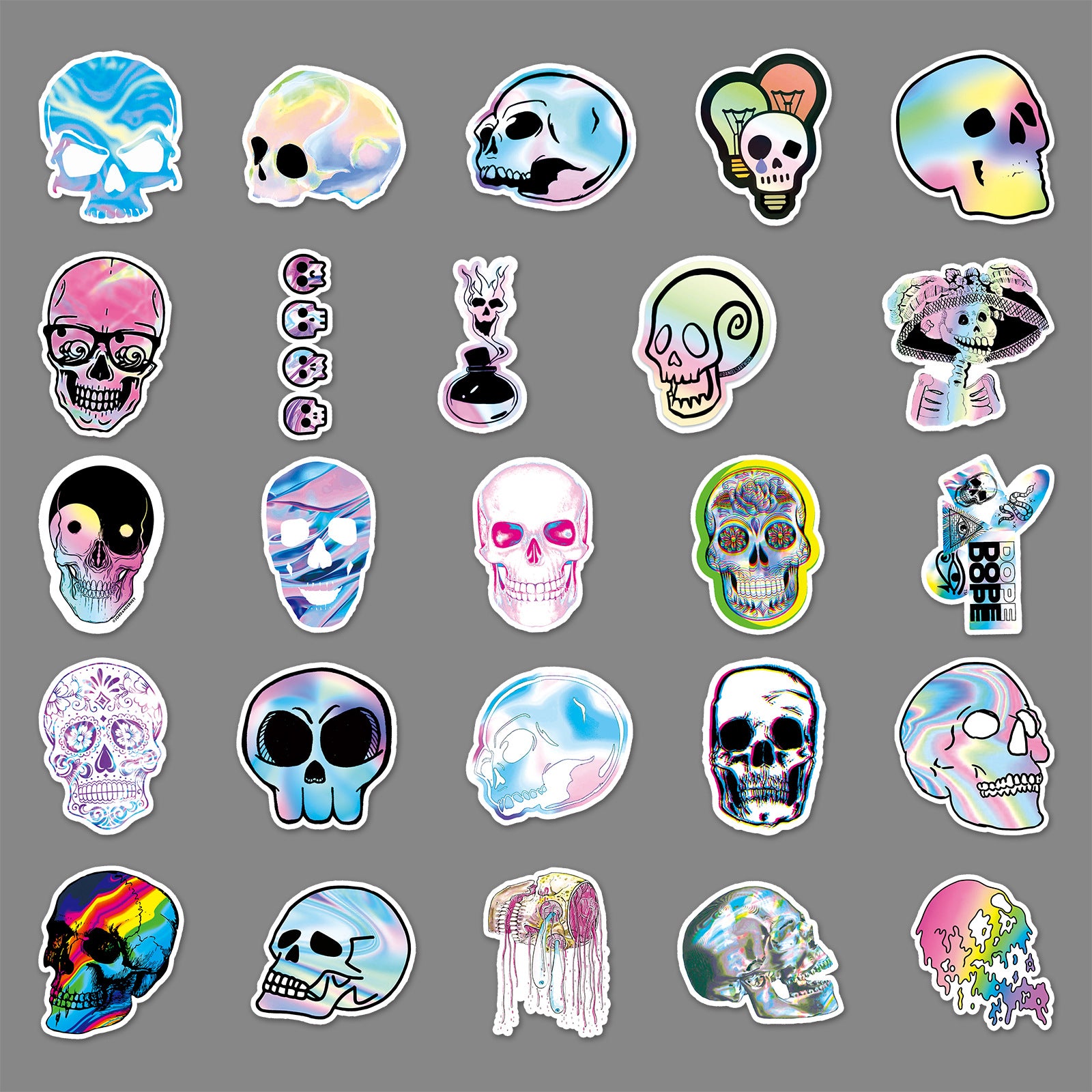 Wholesale 50pcs/pack Skull Graffiti  Laser Horror Trend Creative  Sticker