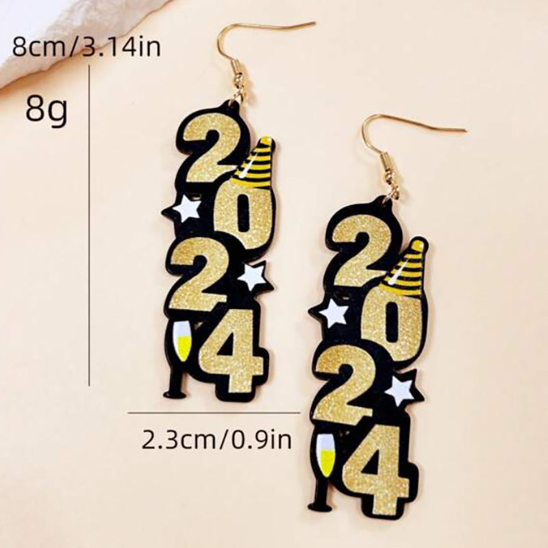 Wholesale 2024 Digital Earrings Female