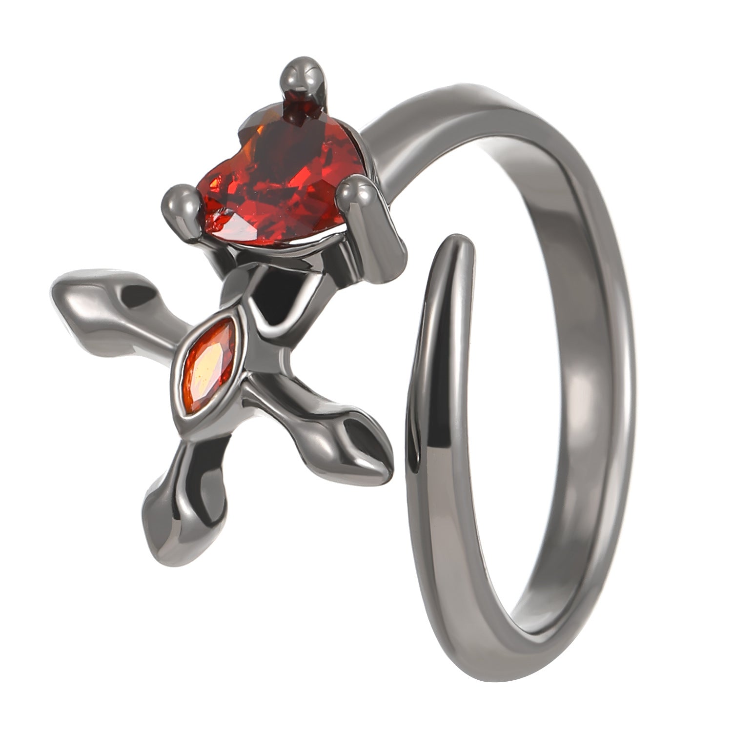 Wholesale Punk dark personality red diamond open stacking ring for men