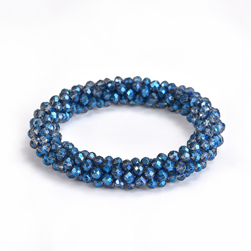Wholesale Sequin Crystal Color Elastic Rubber Band Bracelet Dual Use