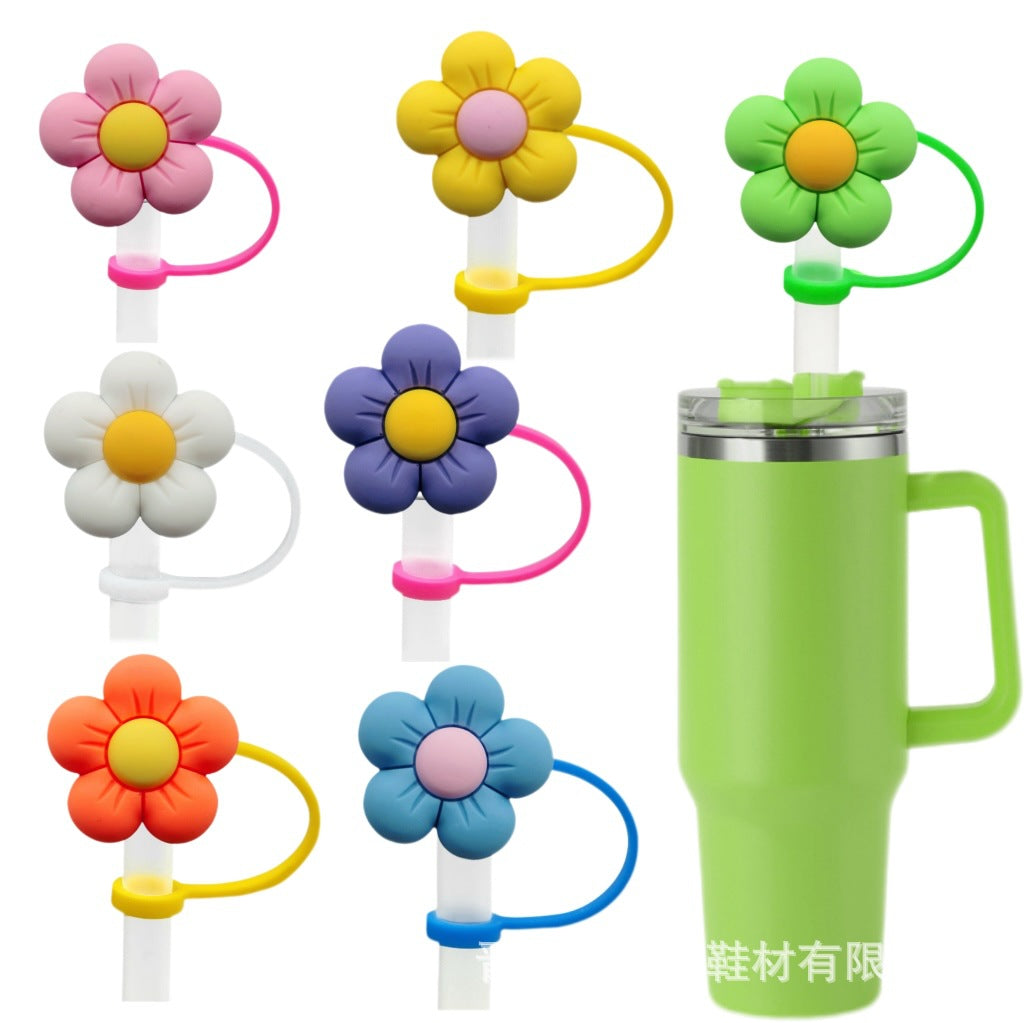 Wholesale Colorful flower series straw cap creative DIY straw plug