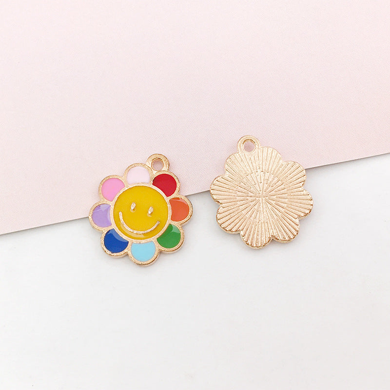 Wholesale Rainbow Cloud Sunflower Meteor Alloy Drip Oil Pendant DIY Necklace Pendant Accessories