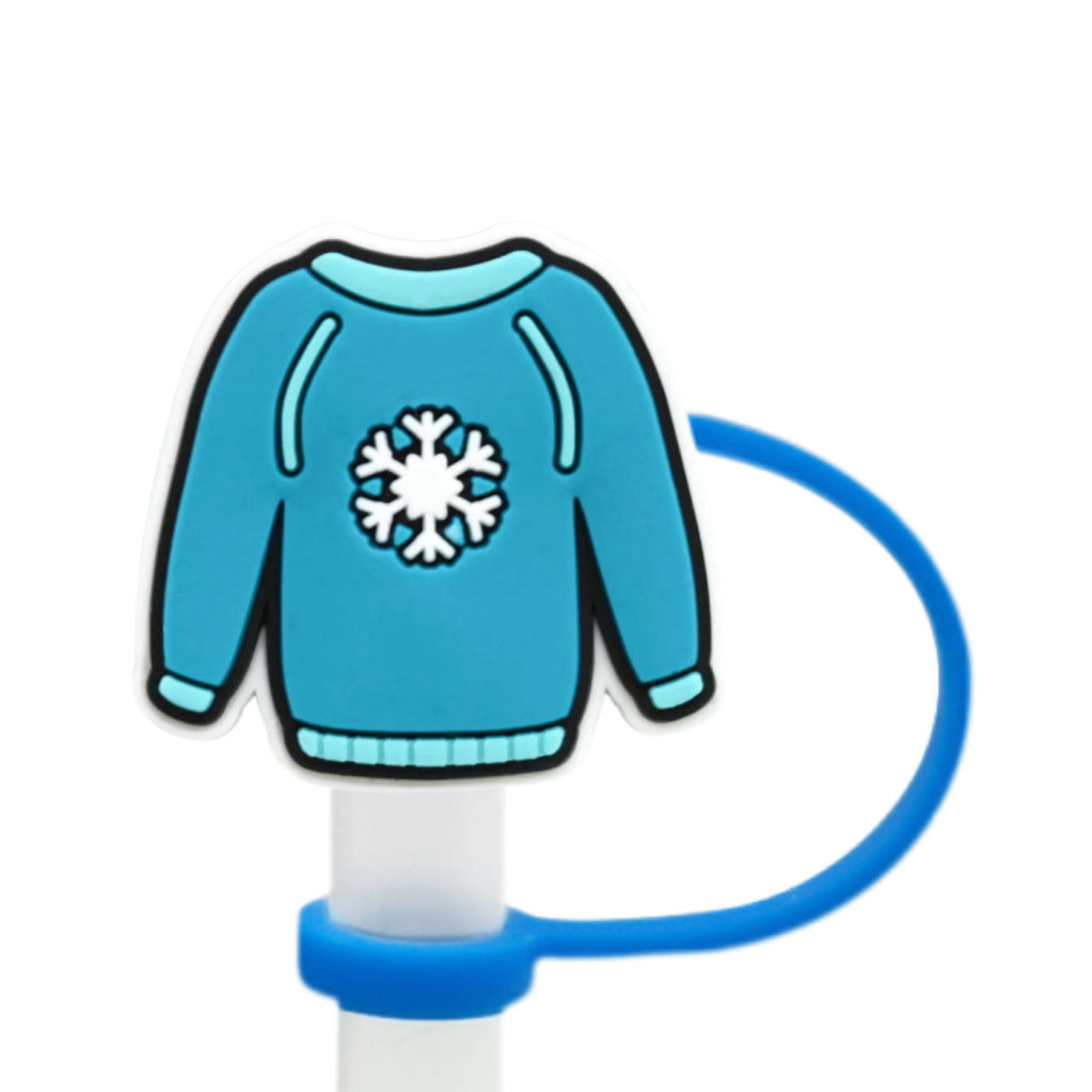 Wholesale 10pcs Winter Series Straw Cap Straw Sleeve Straw Tube Cap