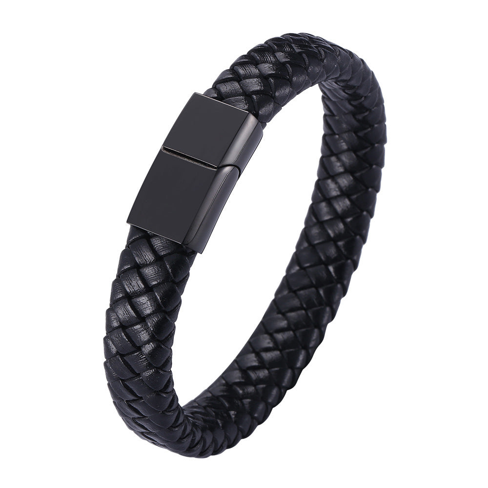 Wholesale Vintage Leather Hand Woven Men's Alloy Bracelet