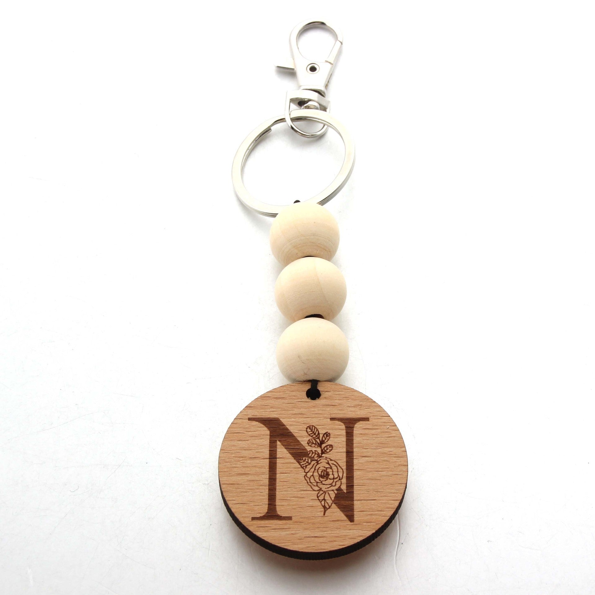 Wholesale Letter Bull Head Wooden Beads Wooden Tag Keychain