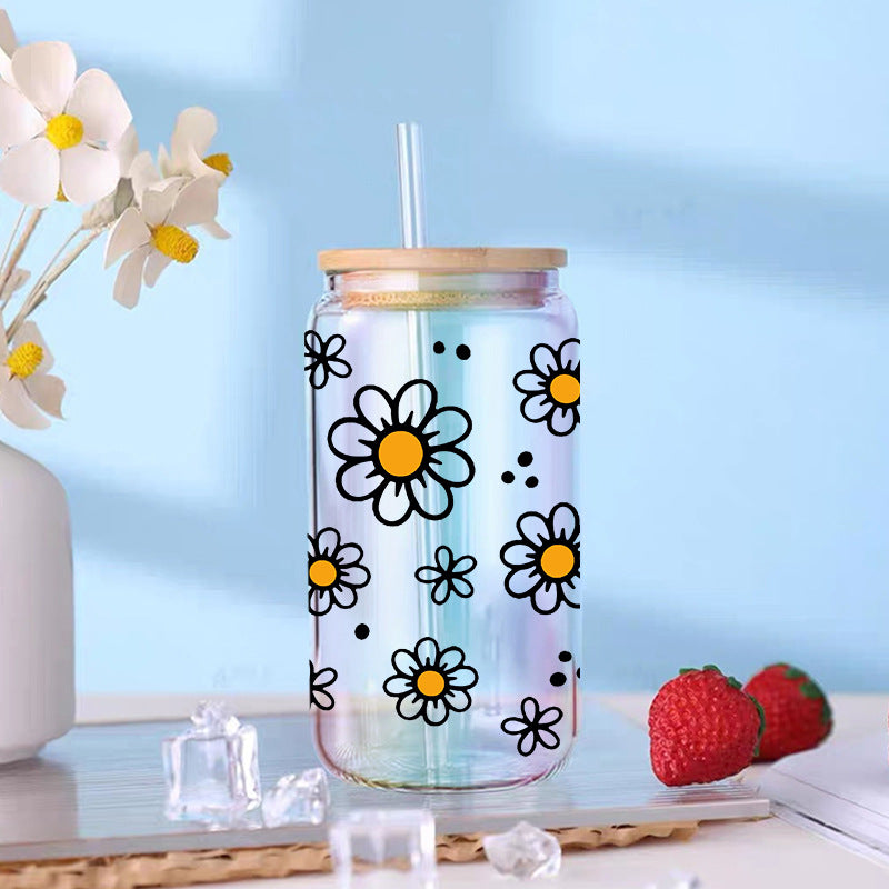 Wholesale Yellow blooming sunflowers  16oz Cup UV DTF Wraps