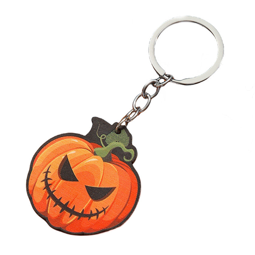 Wholesale Halloween Cartoon Bats, Ghosts, Kittens, Skeletons, Spiders, Pumpkins, Wooden Keychains