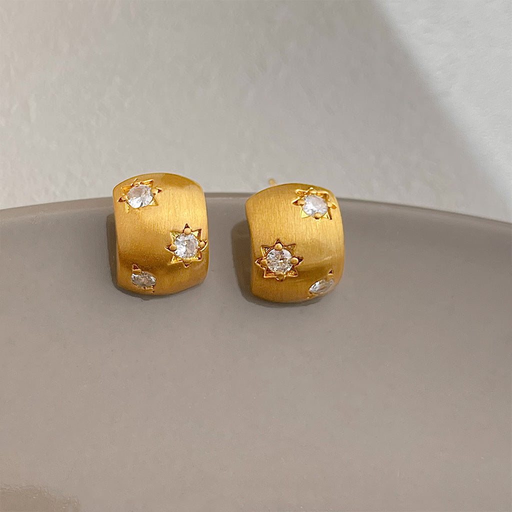 Wholesale Golden brushed frosted geometric earrings