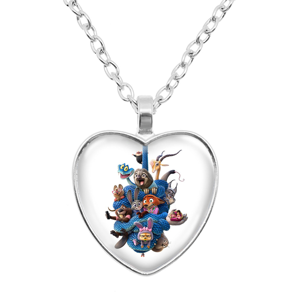Wholesale Cartoon Fox Cute Rabbit Time Gem Heart Necklace OLY Exclusive