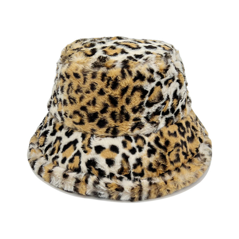 Wholesale Lamb Hair Leopard Pattern Fisherman's Hat