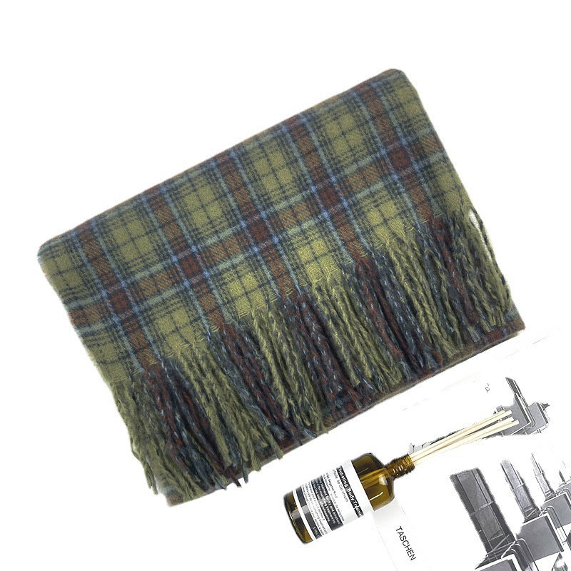 Wholesale Autumn and Winter Plaid Thick Imitation Cashmere Warm Scarf