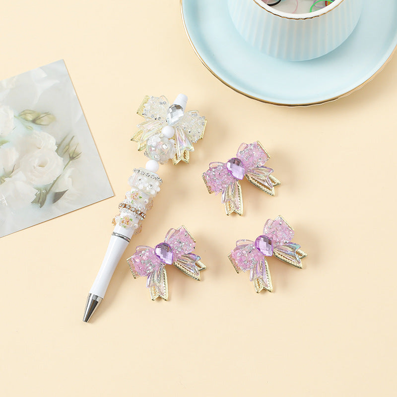 Wholesale 10pcs Heavy Industry Full Diamond DIY Alloy Bow Beads