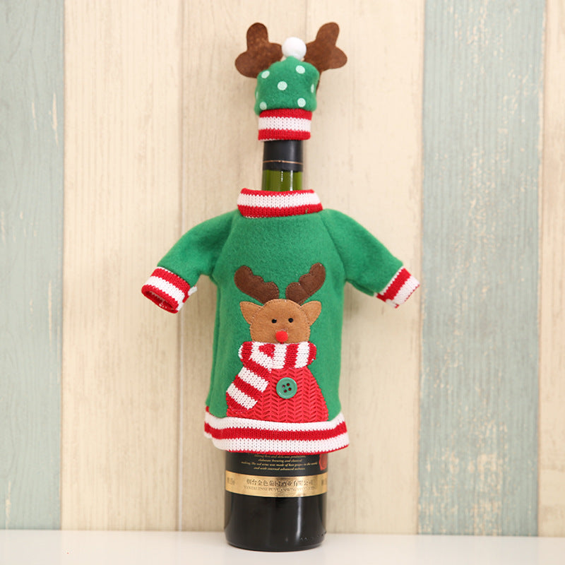 Wholesale Christmas Fabric Embroidery Cartoon Wine Bottle Cover