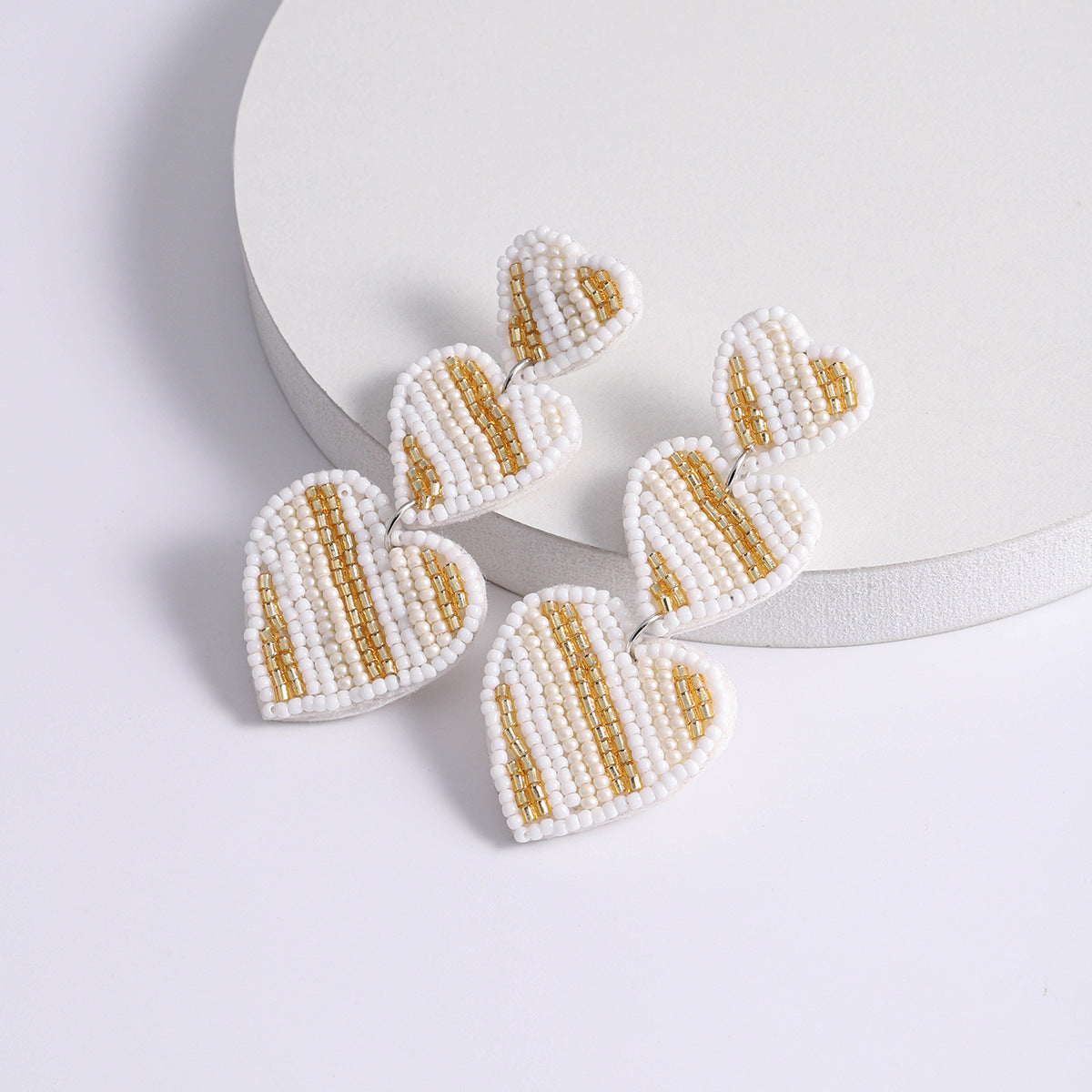 Wholesale Love Valentine's Day Fabric Diamond Handmade Rice Bead Earrings