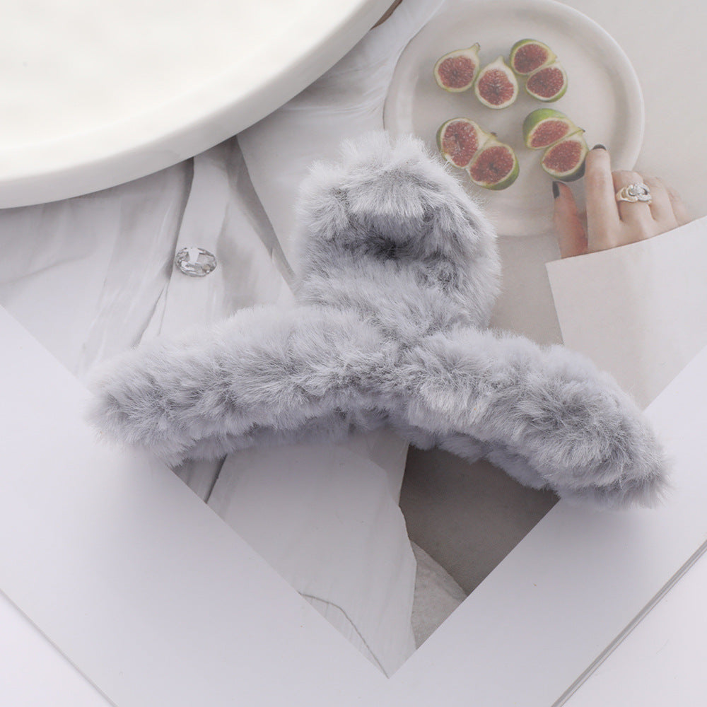 Wholesale autumn and winter plush head hair catch elegant temperament shark clip hair clip