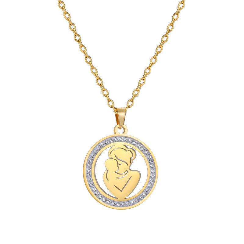 Wholesale Mother' s Day electroplated Tree of Life parent-child Stainless steel necklace