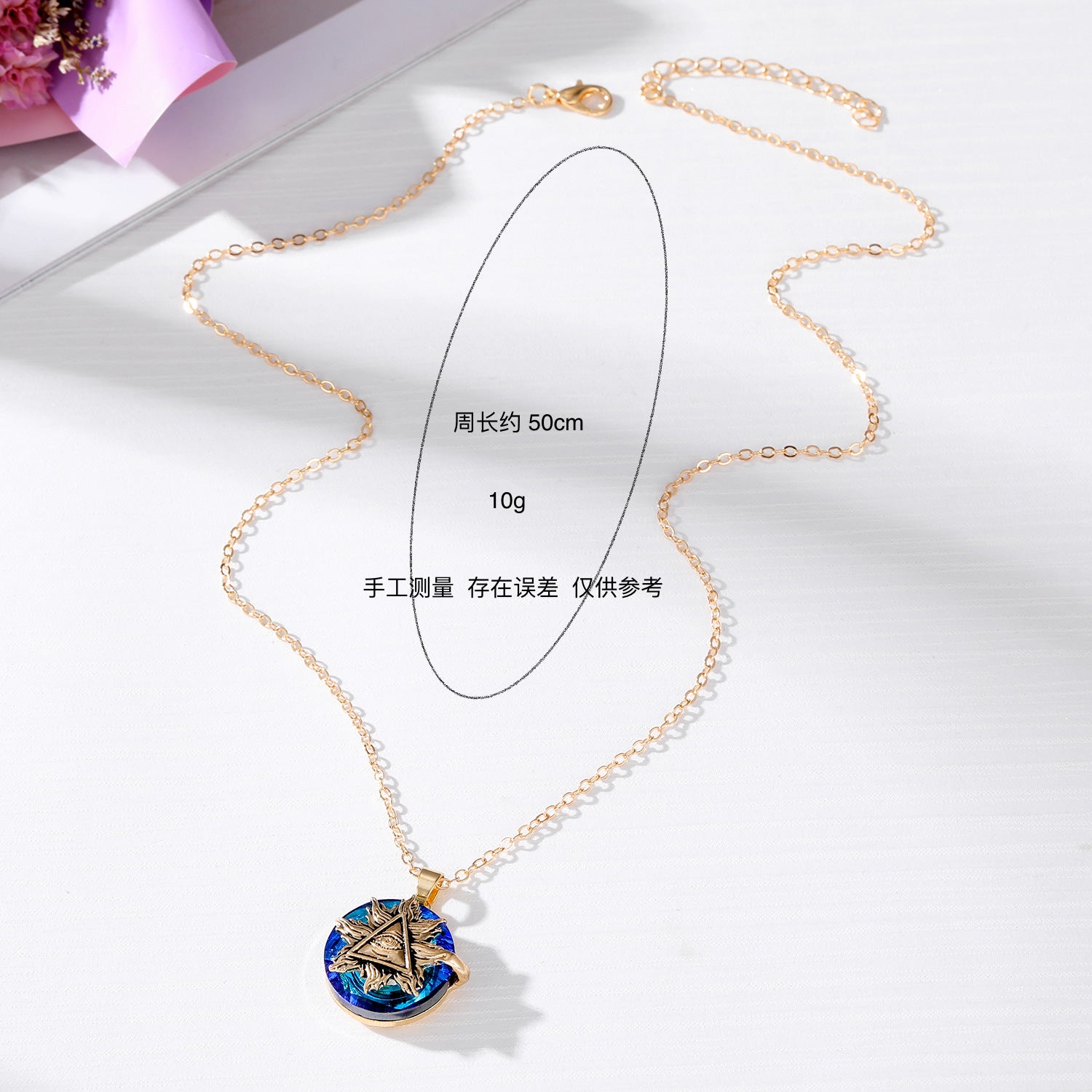 Wholesale Devil' s Eye Alloy Necklace Blue Eyes Crystal Sweater Chain