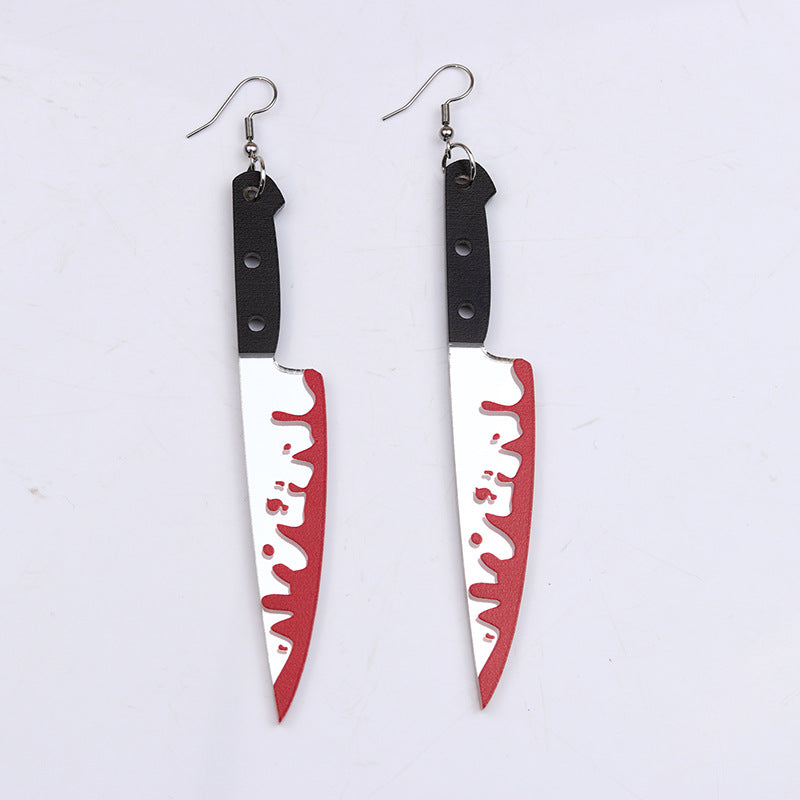 Wholesale Gothic Halloween Blood Knife Acrylic Earrings
