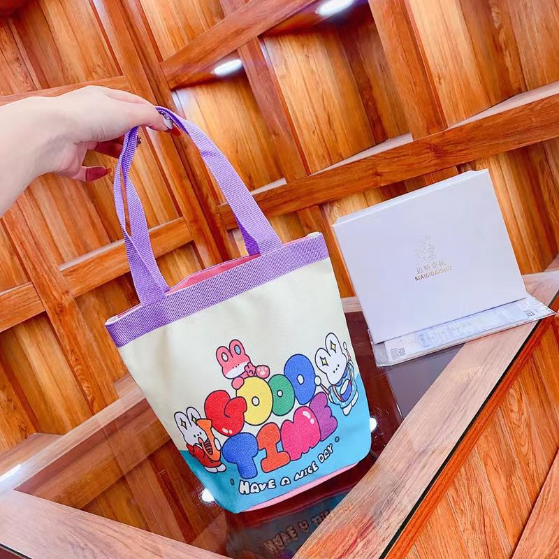 Wholesale Canvas Bag Cute Graffiti Childlike Illustrations Portable Drum Bag