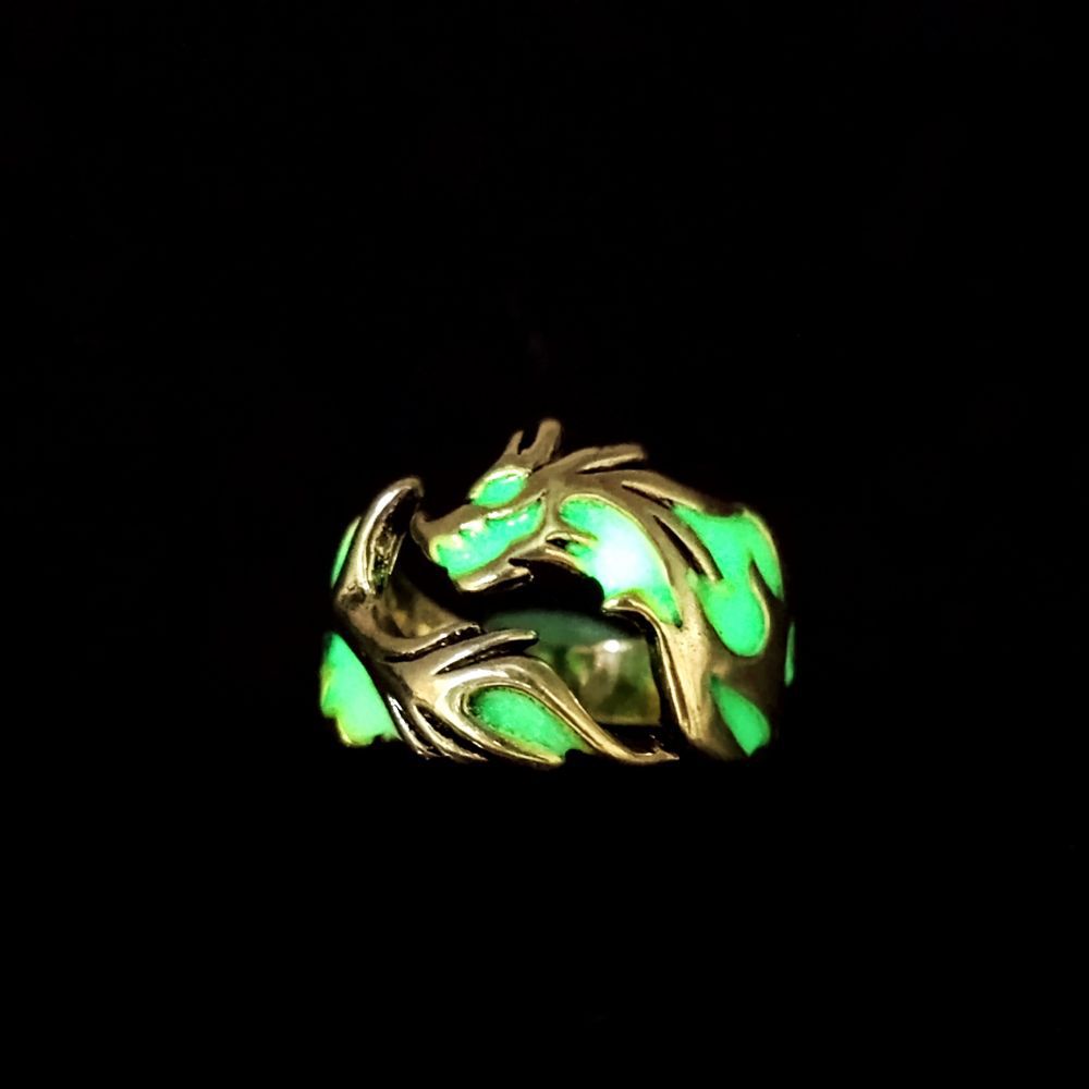 Wholesale Halloween Night Light Flying Dragon Men's Rings