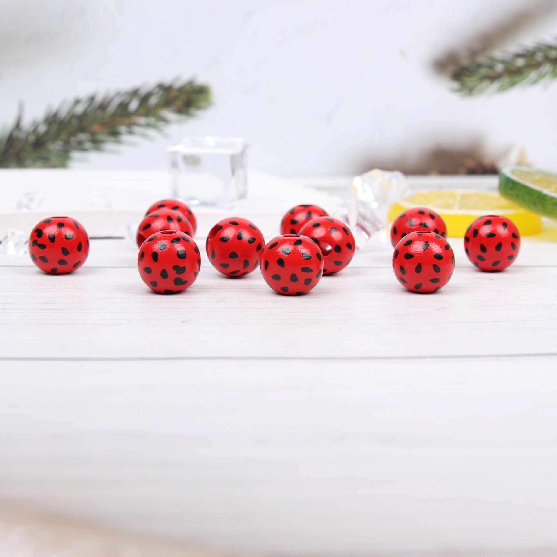 Wholesale 20pcs Summer Watermelon Dwarf Colorful Wooden Beads DIY Accessories