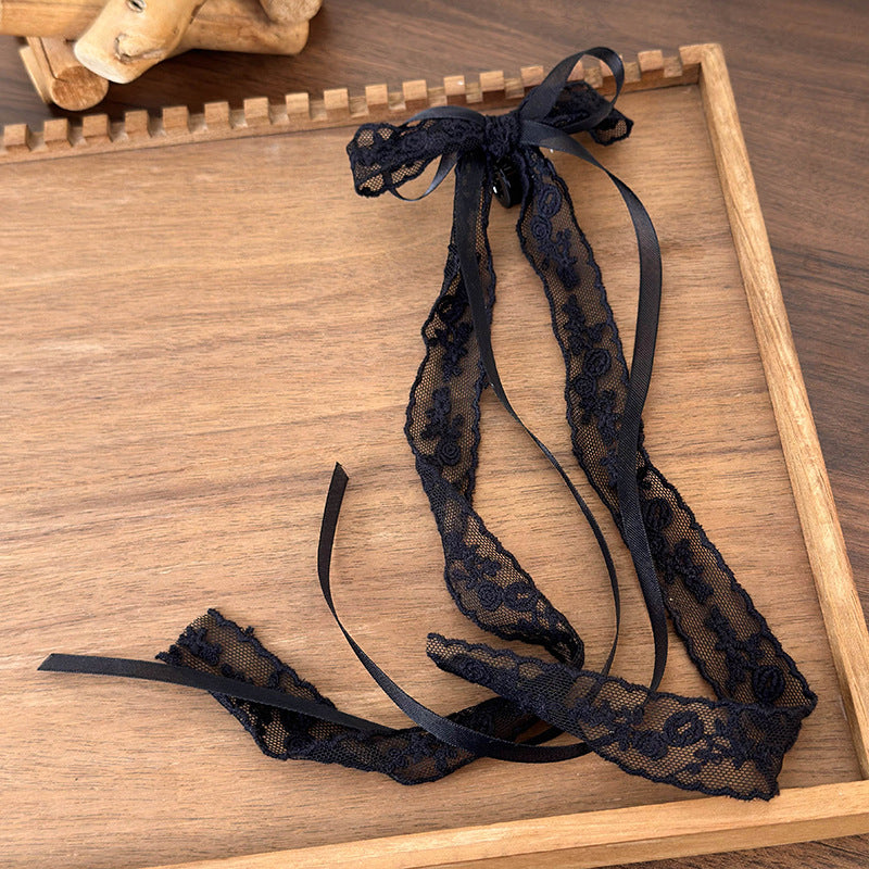 Wholesale Lace Bow Ribbon Double Ponytail Clip