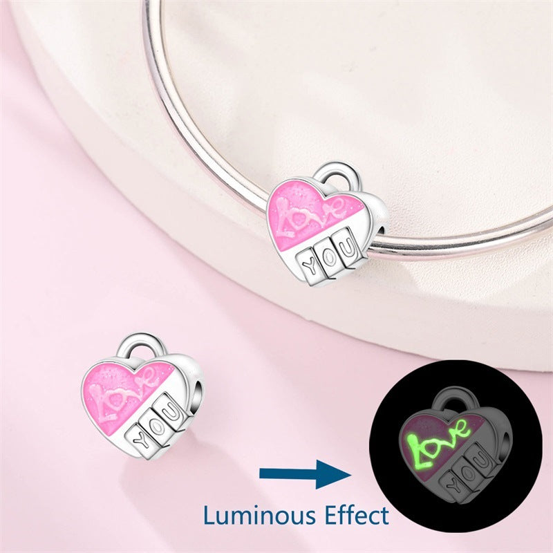 Wholesale Valentine' s Day Series Pink Magic Cube Rose Silver Plated Charms