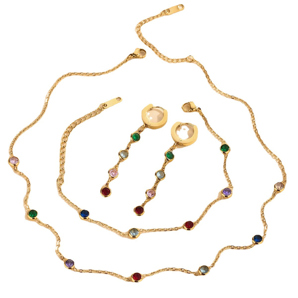 Wholesale Luxury Color Treasure Necklace Bracelet Earrings Set