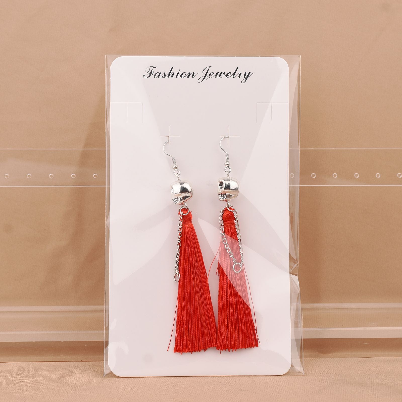 Wholesale Halloween Skull Tassel Multicolor Earrings
