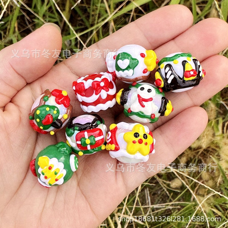 Wholesale 20pcs/pack Christmas series hand-painted Acrylic Beads