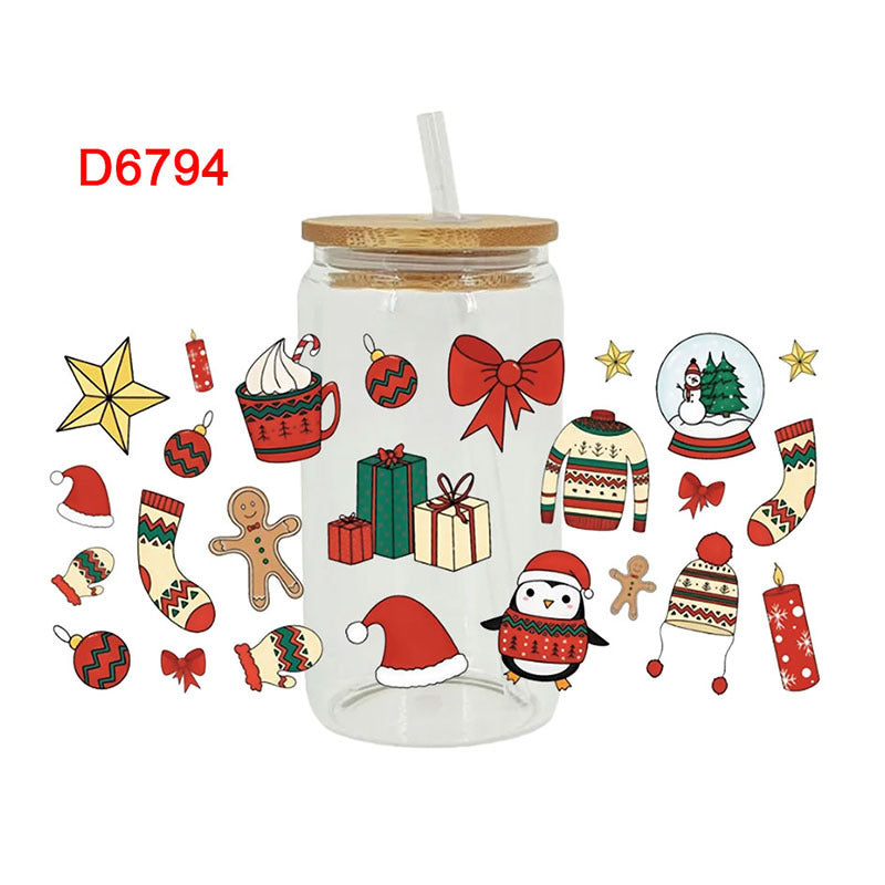 Wholesale Colorful Christmas Series 16oz Cup UV DTF Wraps