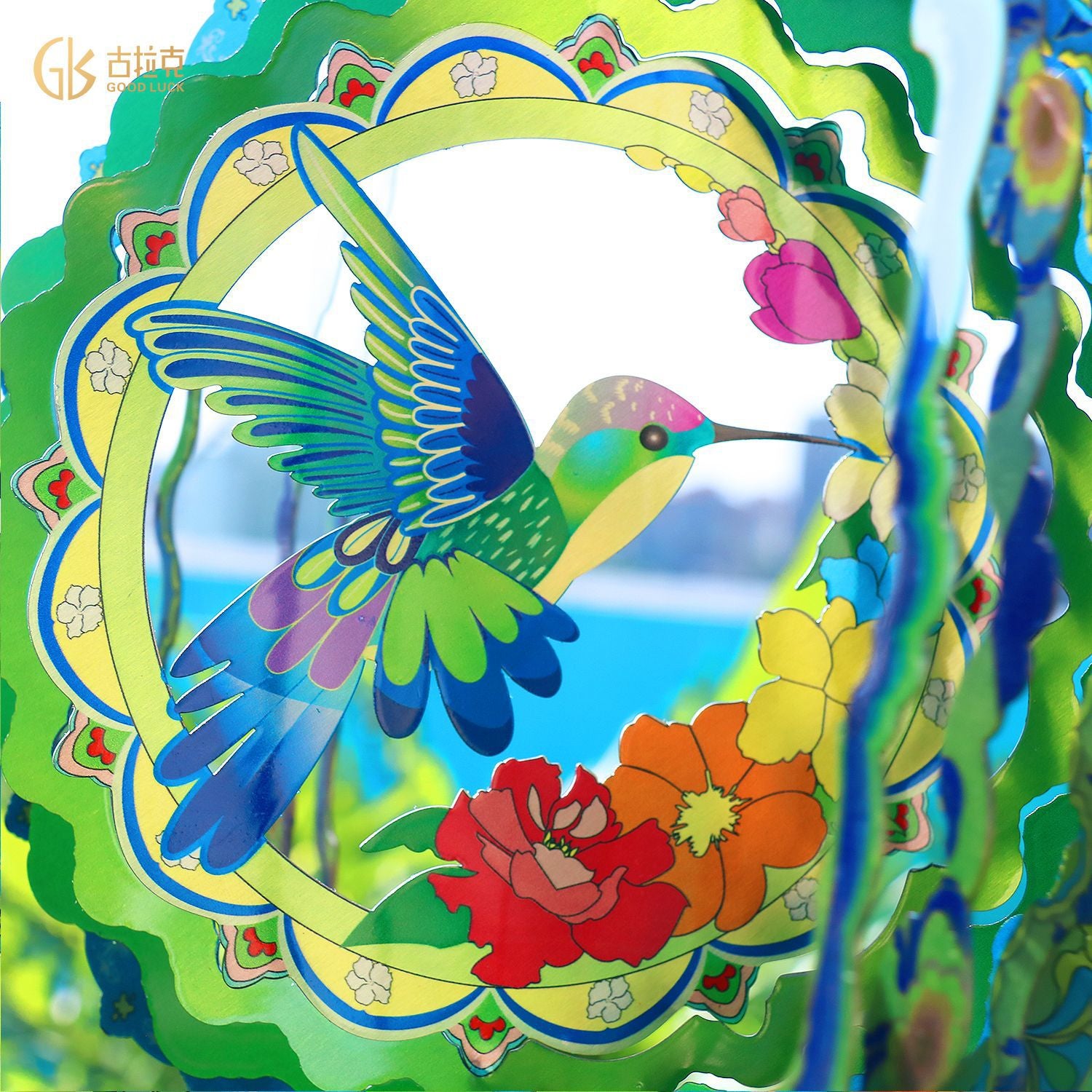 Wholesale 10pcs Flower Hummingbird 3D Metal Wind Chime Yard Garden Decorations