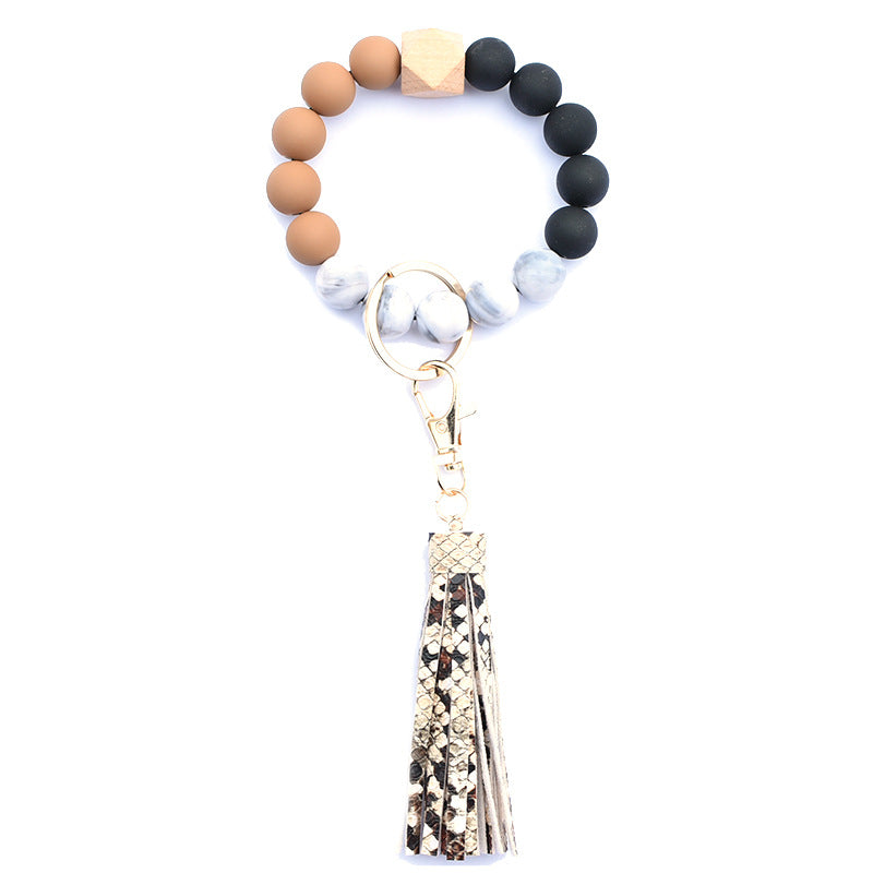 Wholesale Acrylic Beads Wooden Beads PU Tassel Bracelet Keychain