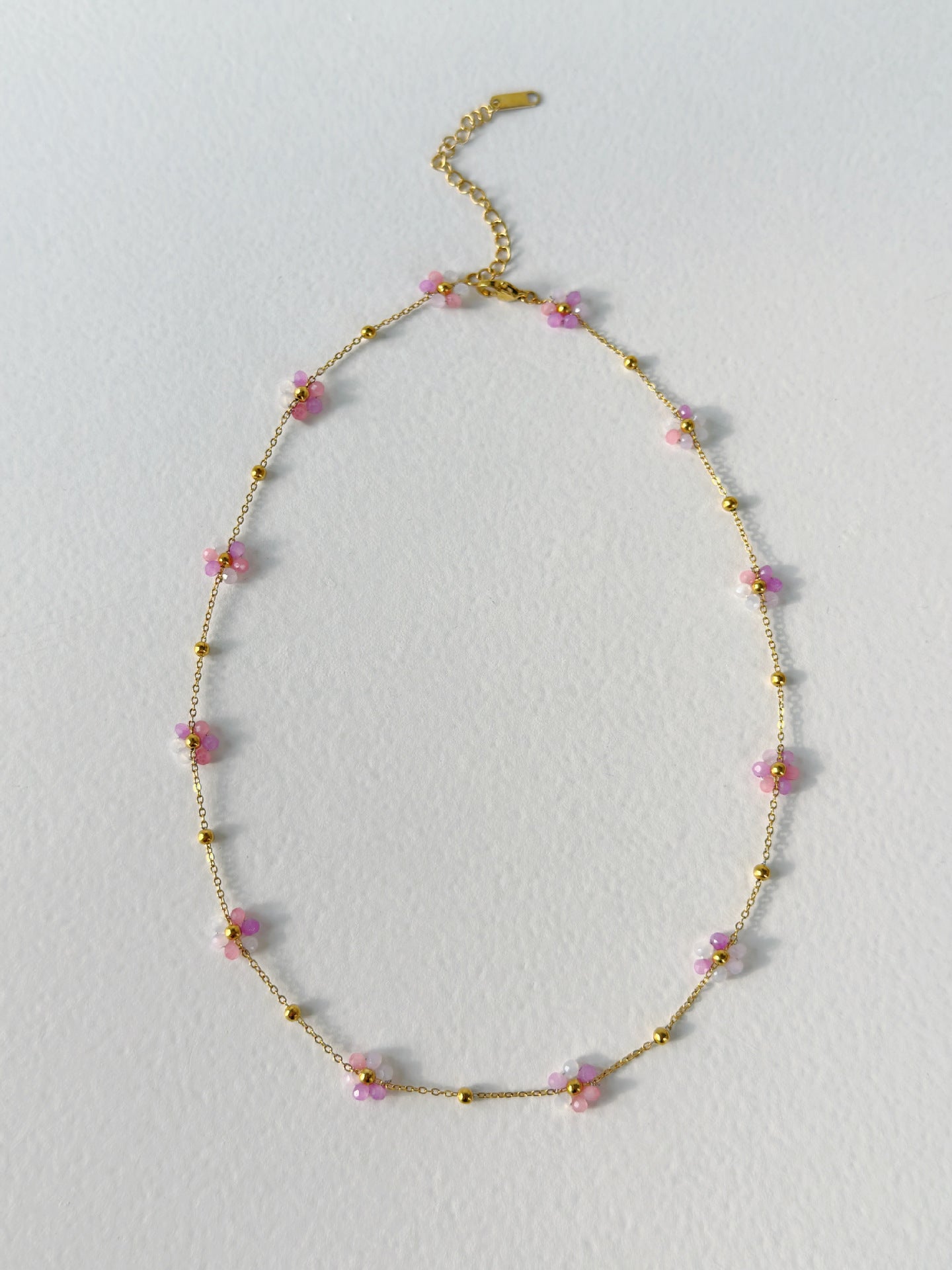 Wholesale Titanium Steel Colorful Pink Flower Necklace Waist Chain Anklet Set