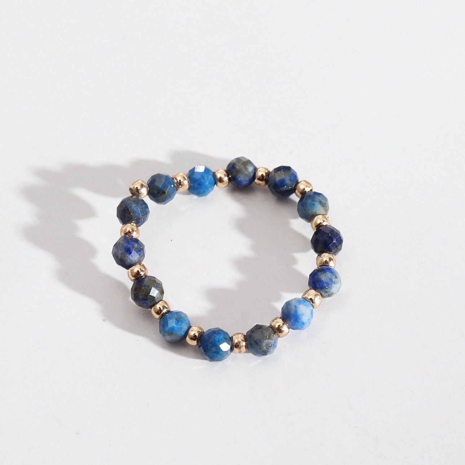 Wholesale Trendy Natural Tourmaline Faceted Beaded Stretch Line Statement Ring