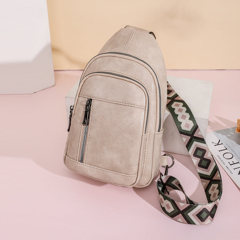 Wholesale PU Wide Shoulder Strap Casual Sports Chest Bag