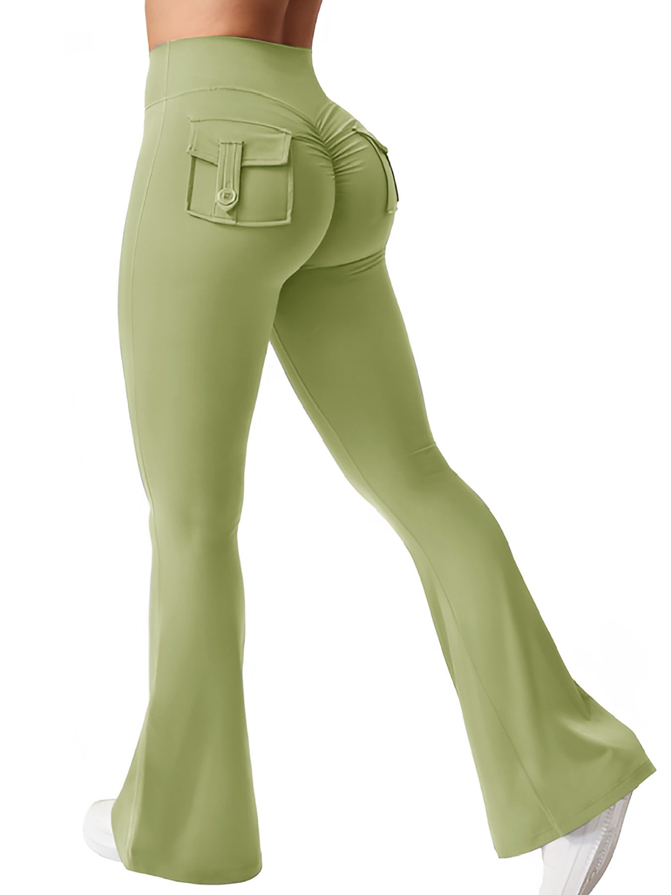 Wholesale  Work Pocket Pants Elasto High Waist Fitness Pants Yoga Running Hip Lifter