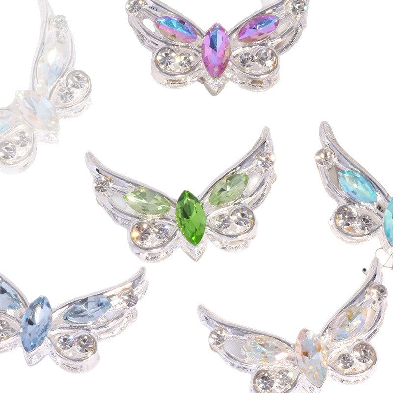 Wholesale 2PCS/Pack Alloy Stereo Small Butterfly DIY Straight Hole Beads Cute Decorative Mobile Phone Chain Key Chain Bag Chain Accessories