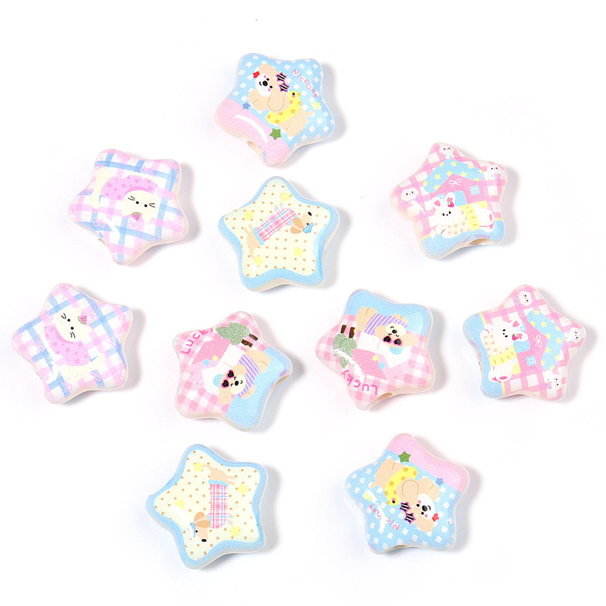 Wholesale 10pcs Cartoon animal flower love pentagram butterfly acrylic beads