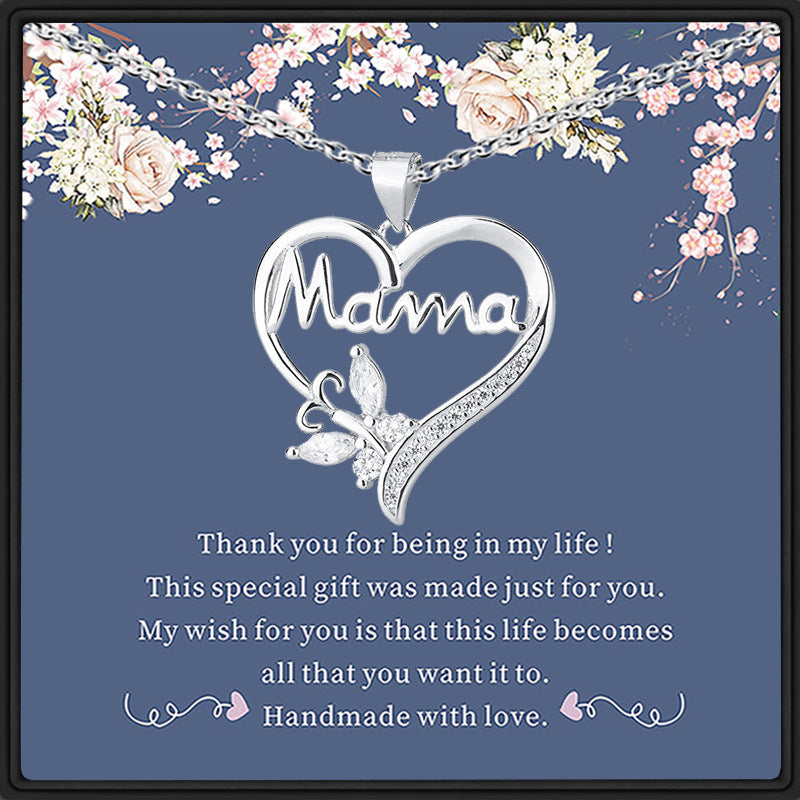 Wholesale Mother's Day Love Butterfly Diamond Bronze Necklace