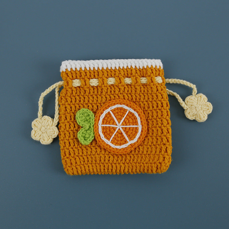 Wholesale Hand Knitted Wool Crocheted Drawstring Coin Purse
