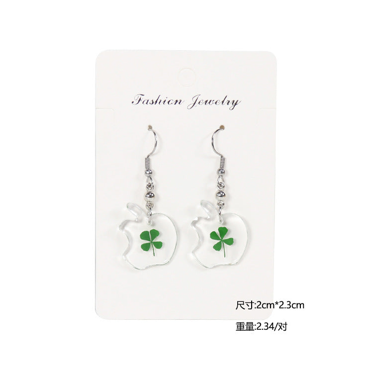 Wholesale 10pcs Four-leaf Clover Natural Specimen Earrings
