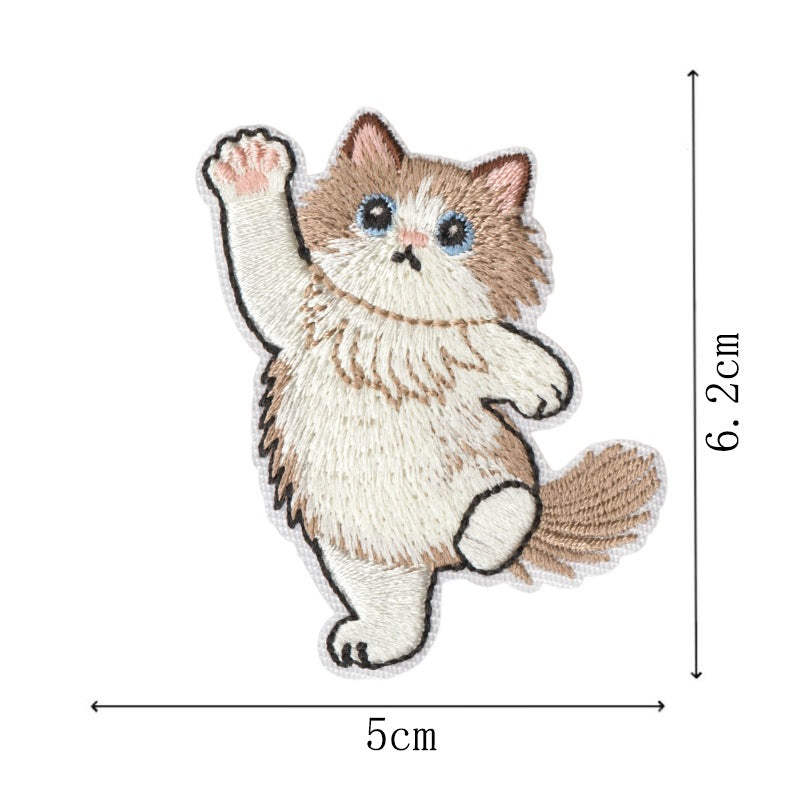 Wholesale 9 Piece Cute Cat Embroidery Patches Iron On DIY Decorative Accent For Clothing Bags