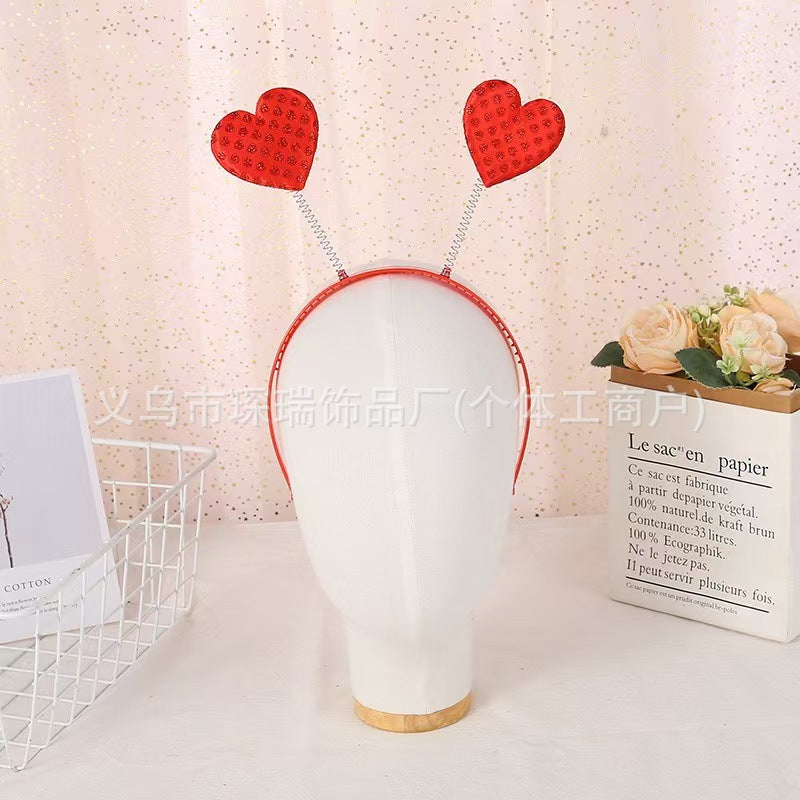 Wholesale Valentine's Day Christmas Party Theme Glitter Love Peach Heart Hair Accessories