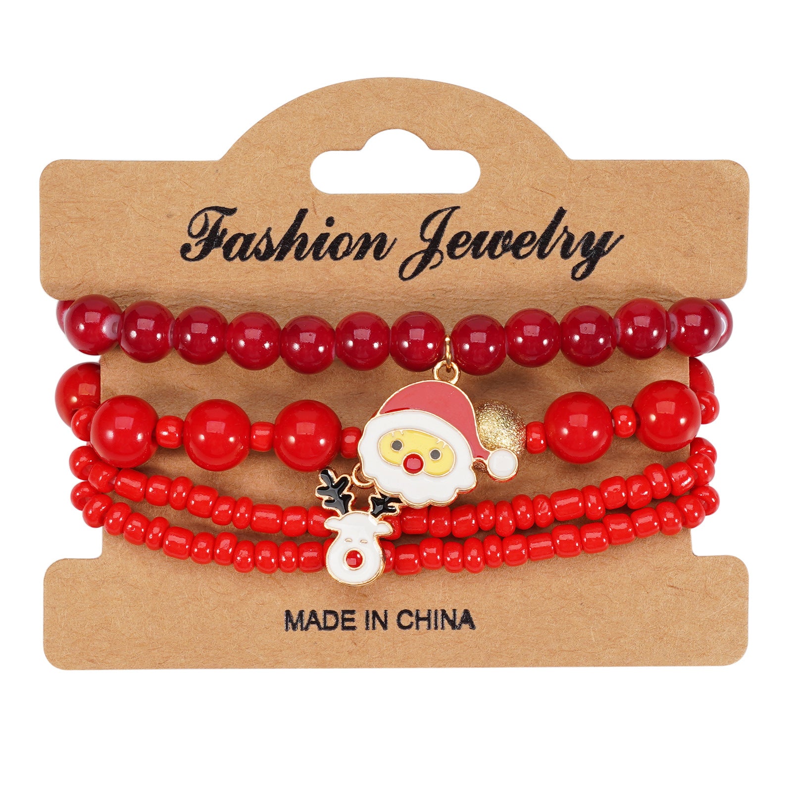 Wholesale Christmas Snowman Snowflake Christmas Tree Old Man Deer Hat Pendant Elastic Rope Bracelet