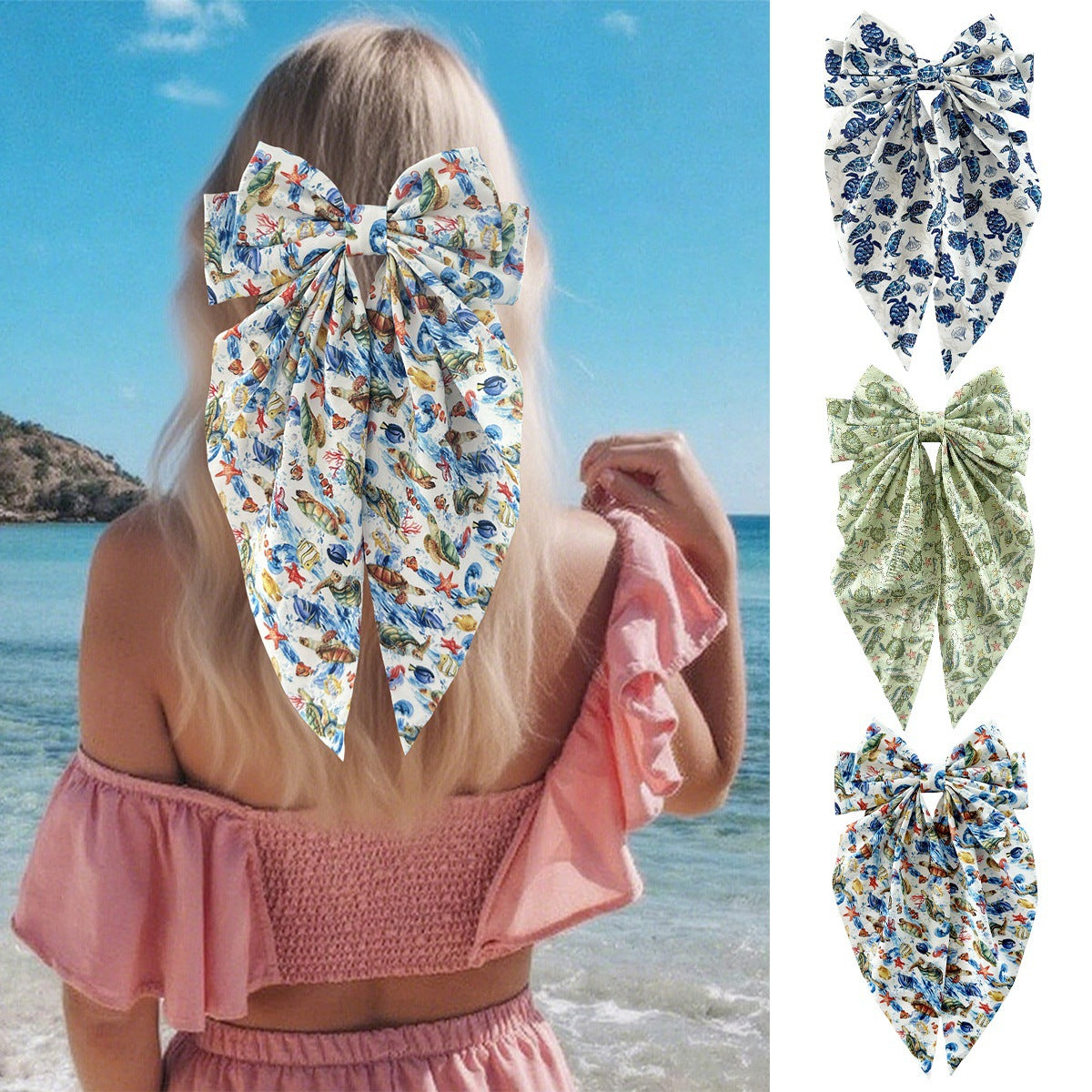 Wholesale Turtle Hairpin Holiday Style Bow Streamer Spring Clip