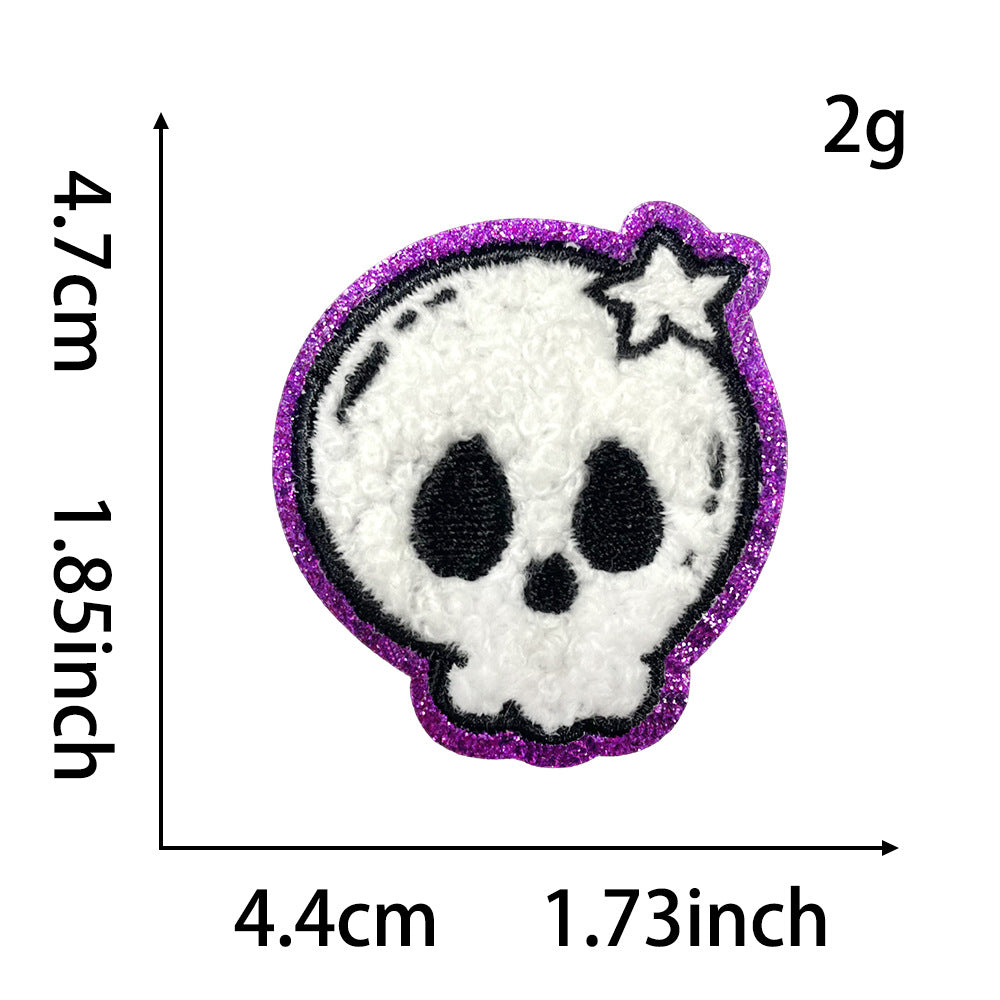 Wholesale Embroidered  Iron On Patches 15 Pcs Cartoon Ghost Pumpkin Skeleton Mushroom Designs For Clothing DIY Party