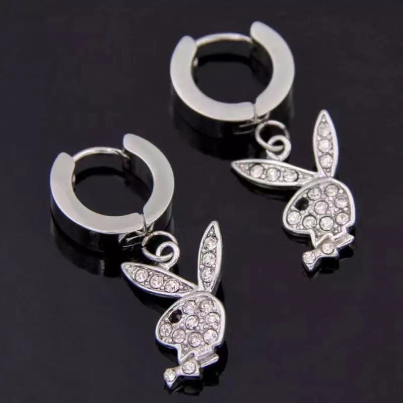 Wholesale Stainless Steel Rabbit Punk Style Rabbit Earrings