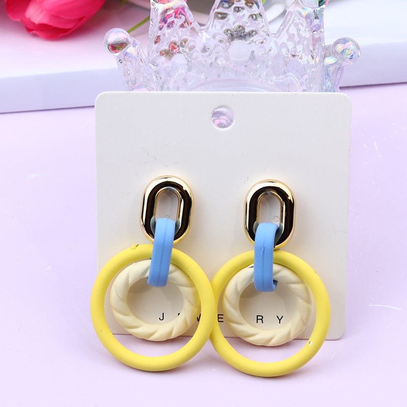 Wholesale Geometric Circle Contrasting Color Candy Color Acrylic Earrings