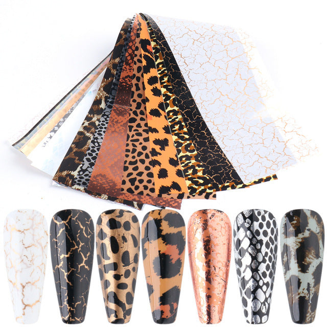 Wholesale 3pcs/pack  nail art starry sky paper ins animal pattern snake print leopard print 10 bags